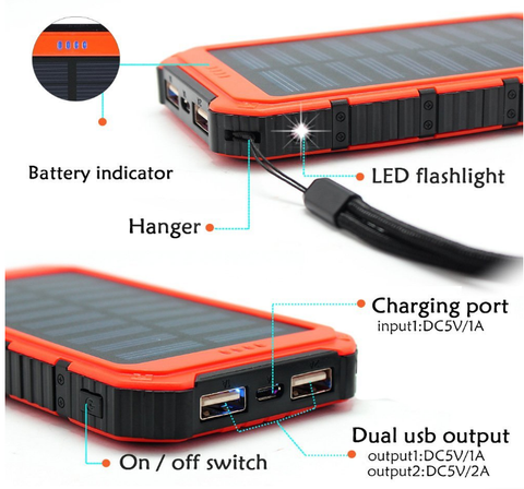300000mAh Solar Power Bank LED Portable Charger 4 USB Travel External  Battery