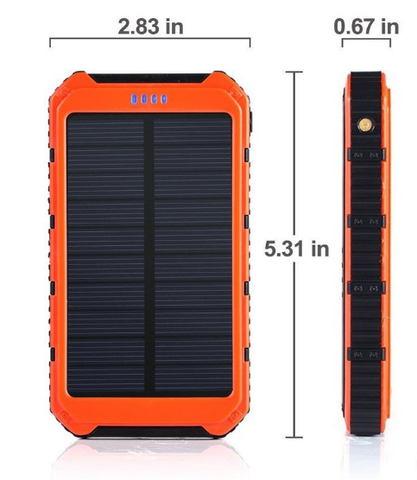Power Bank Solar Plegable 3 Puertos Usb. Naranja