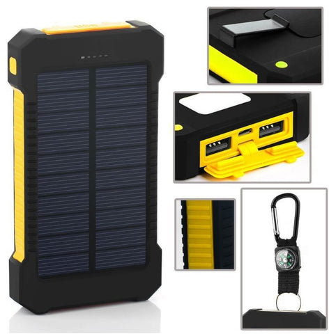 LEORY 300000mAh Waterproof Portable Solar Panel Battery Power Bank Charger  Dual USB Black orange green yellow